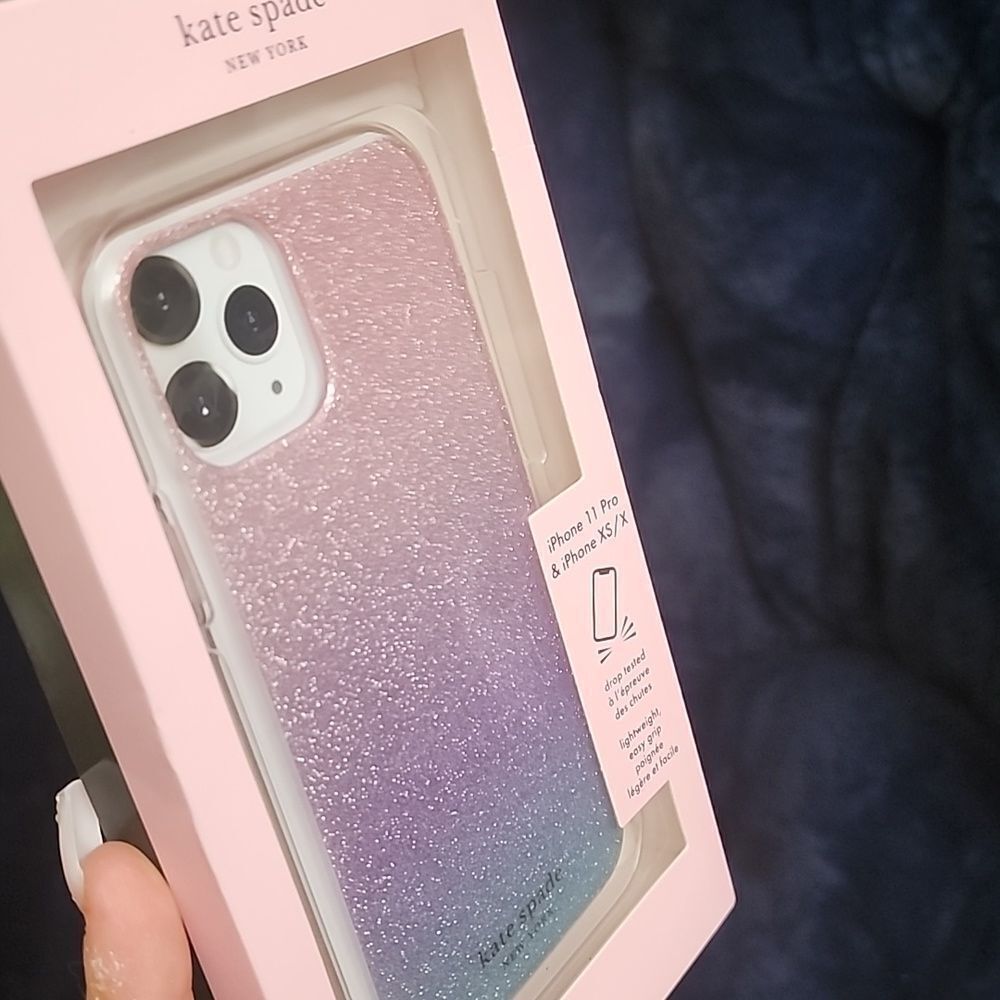 Kate spade iPhone 11 Pro XS X glitter hardshell protective phone case nwt girly - Picture 3 of 5